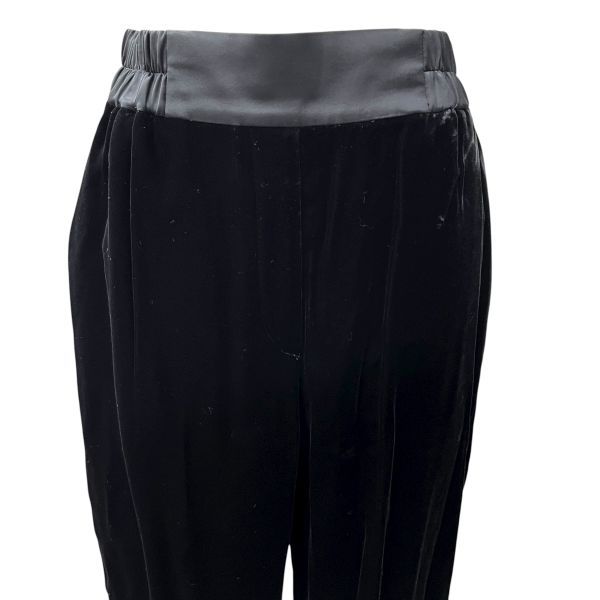 シクラス CYCLAS ベロアパンツ ジョガーパンツ 長ズボン 目 ウエストゴム 黒 36 S 7号 レディース S5X091