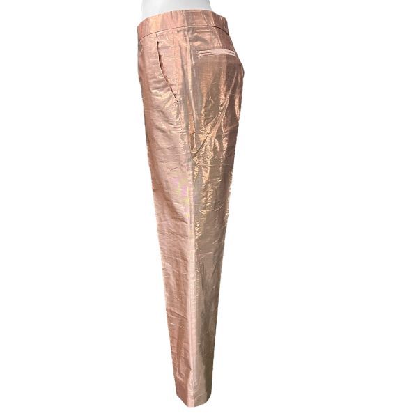 エトロ ETRO パンツ メタリック 長ズボン 光沢色 サーモンピンク シルク 38 M 9号 レディース S5X093 GINKGOPHARMACY_COM