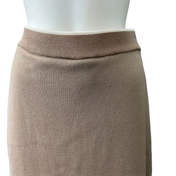 デプレ DES PRES ラップスカート ロングスカート ニット パンツ一体型巻きスカート ブラウン 白 ウール 36 S 7号 レディース S5X096