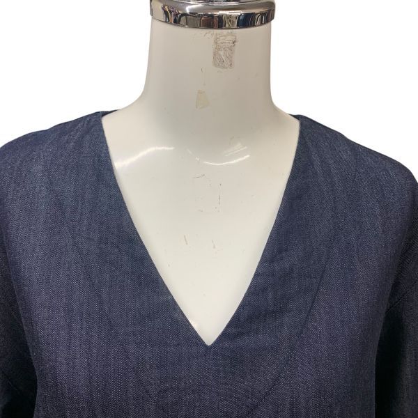 ◆ エスマックスマーラ S Max Mara ワンピース 長袖 Vネック ダンガリー 綿 40 L 11号 レディース H5Y018