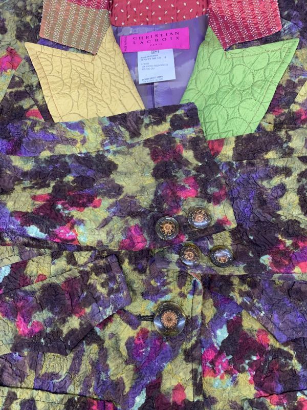 クリスチャンラクロワ Lacroix スーツ セットアップ 長袖 ラグラン タイトスカート マルチ シルク 36 S 7号 レディース H5Y020