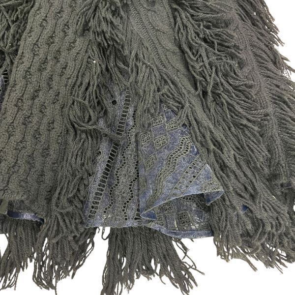 サカイ sacai スカート フリンジ 異素材 黒 ウール １ S レディース S5X088