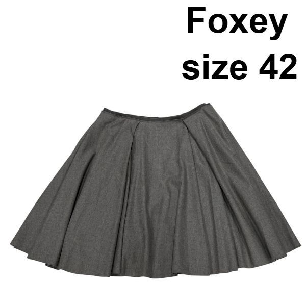 フォクシー Foxey フ スカート Aライン グレー 毛 42 L 11号 レディース S5X089