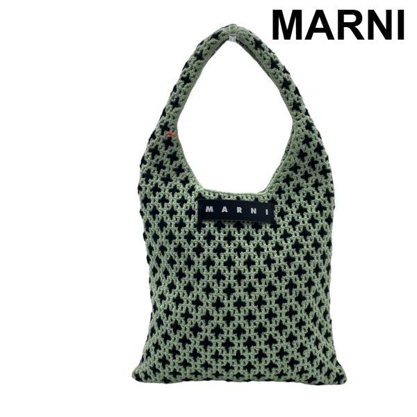MARNI リバーシブルトートバッグ ブラック グリーン マルニ MARNI MARNI MARKET リバーシブル ニットバッグ トートバッグ