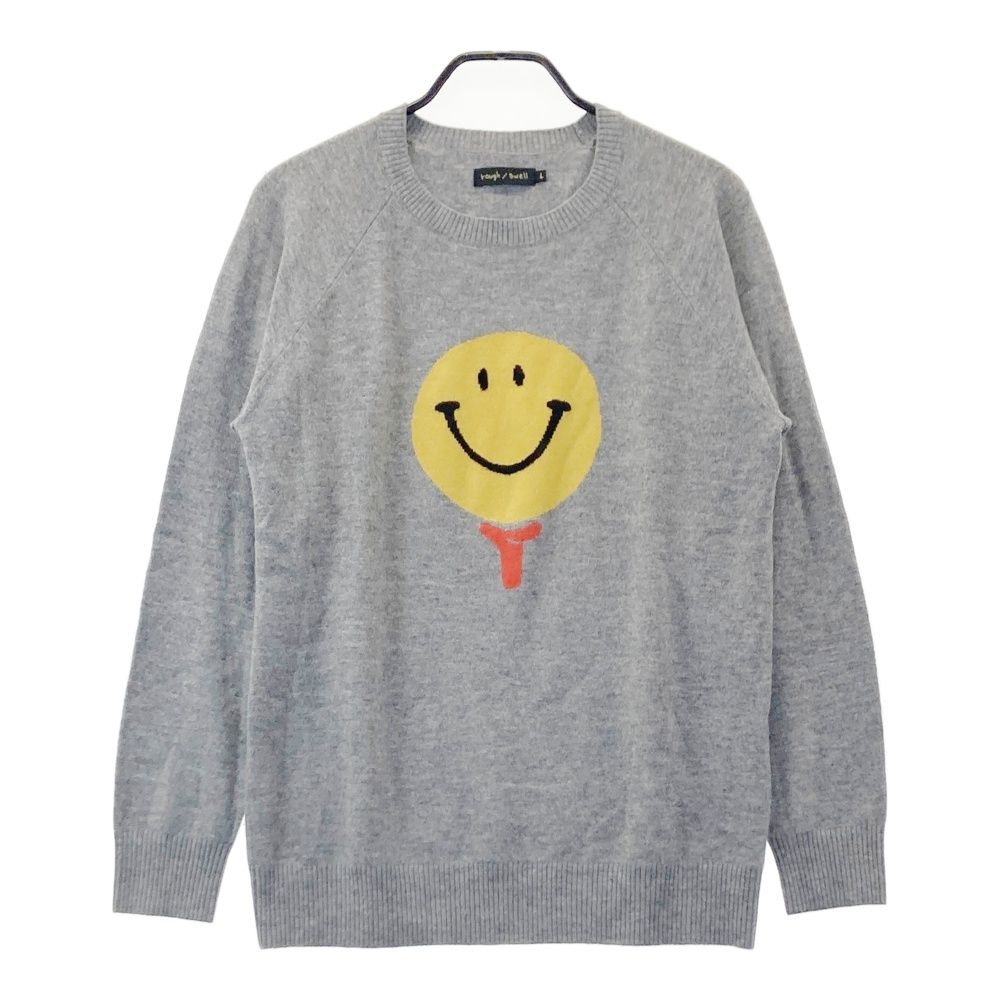 サイズ L ROUGH-SWELL ラフアンドスウェル RSM-18209 ウール ニットセーター ニコちゃん グレー系 240101554023 ゴルフウェア メンズ ストスト