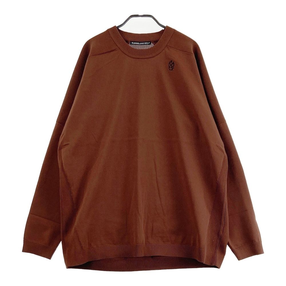 サイズ 7 RUSSELUNO ラッセルノ 刺繍入り モックネック長袖ニットセーター ブラウン系 240101555245 ゴルフウェア メンズ ストスト