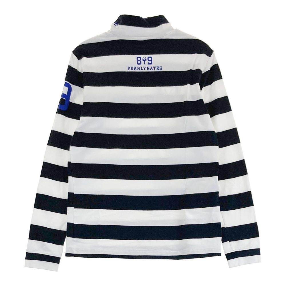 【新品タグ付】パーリーゲイツ　レディース　ハイネック　長袖　Ｌ　ボーダー　星柄 サイズ：1 PEARLY GATES パーリーゲイツ ハイネック長袖Tシャツ