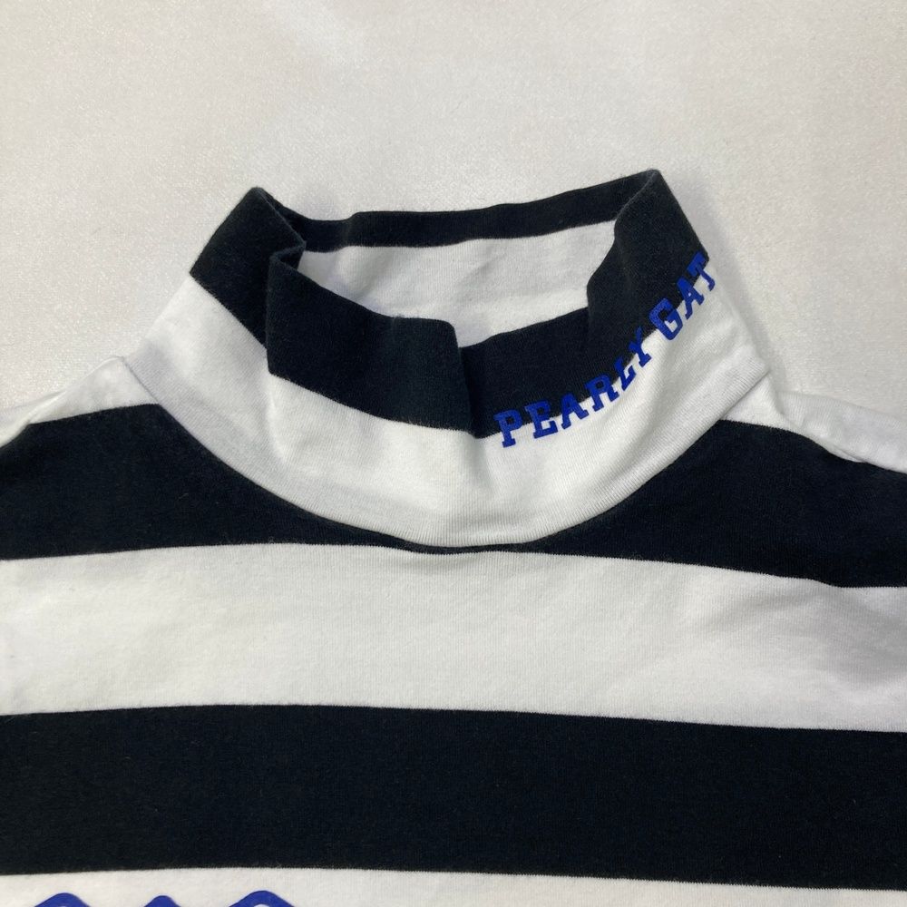【新品タグ付】パーリーゲイツ　レディース　ハイネック　長袖　Ｌ　ボーダー　星柄 サイズ：7 PEARLY GATES パーリーゲイツ ハイネック長袖Tシャツ ニコ