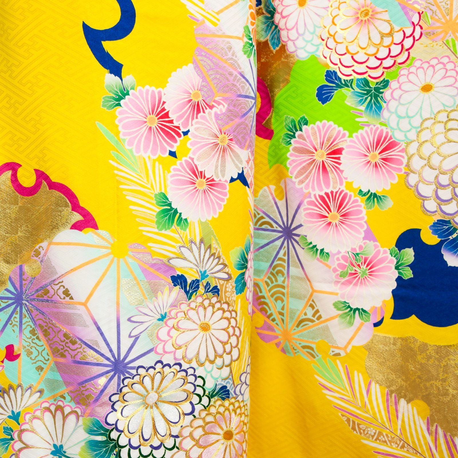 藤田ニコル にこるん 振袖フルセット 振袖セット 振袖 M～Lサイズ 黄色 モダン 成人式 着物 晴れ着 7点フルセット F 525