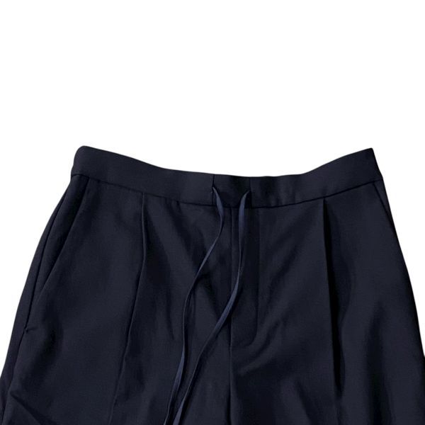 ◆ ドゥロワー Drawer トラックパンツ ドローコード センタープレス 裾リブ 黒 ブラック ウール混 34 S 7号 レディース S5X125