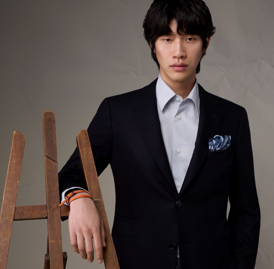 エルメス HERMES シルクバンダナ ポケットチーフ 42 ブルー 24ブリッド エ シェーヌ H804264T 03 ♥品 メンズ 小物 KANDAIZUMI_COM