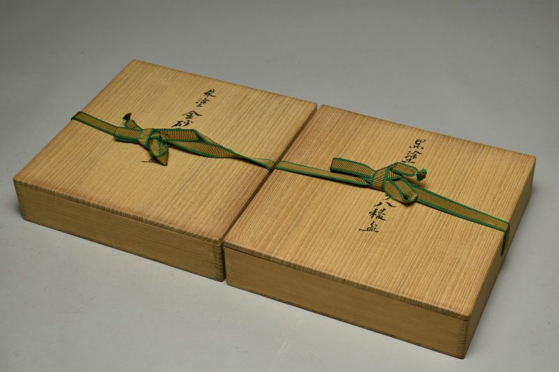 蔵A5664 金砂子八稜盆 黒塗朱塗 二枚 WWW_IBETON_RU