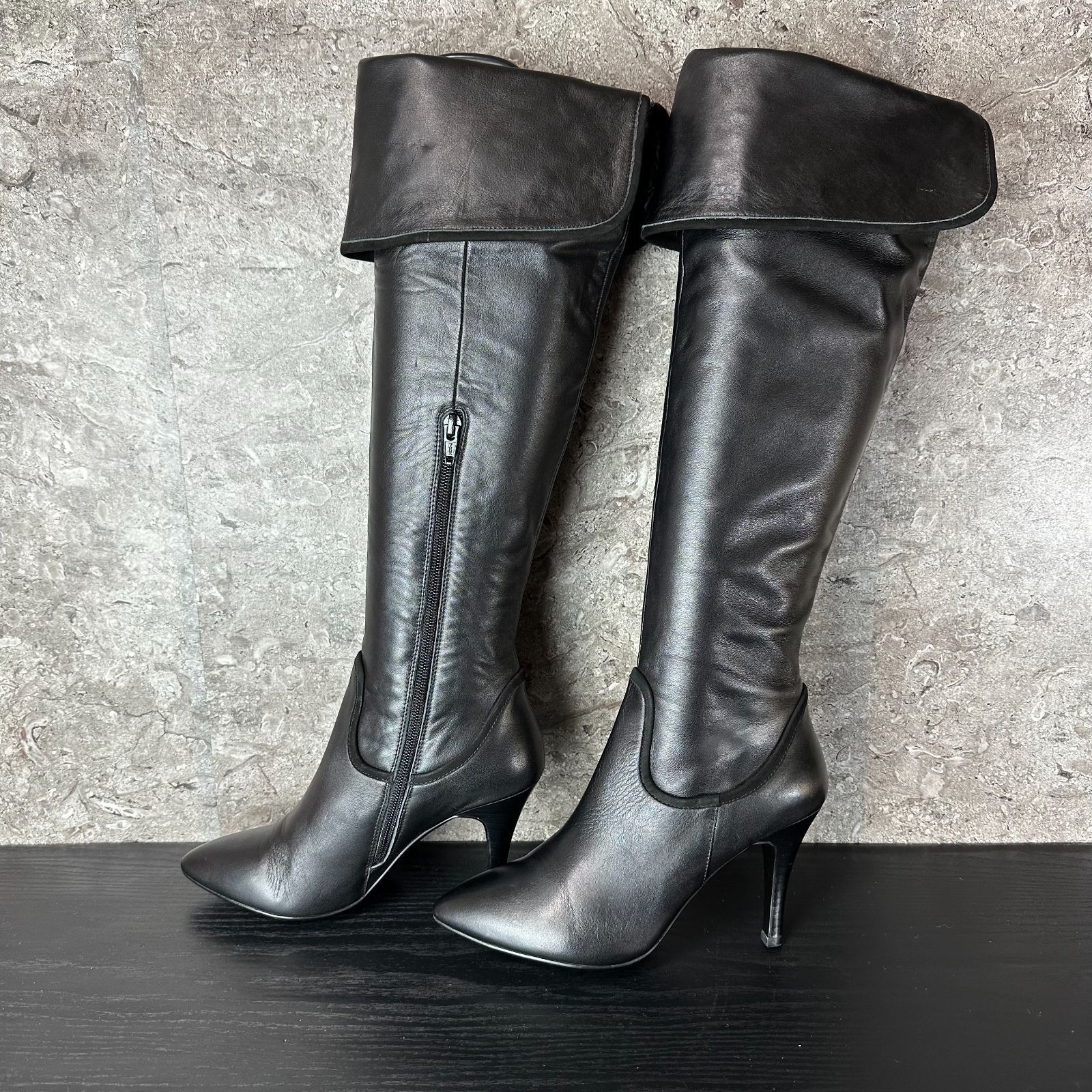 S108 極美品 MEDA メダ 本革レザー ニーハイ サイドジップ ロング