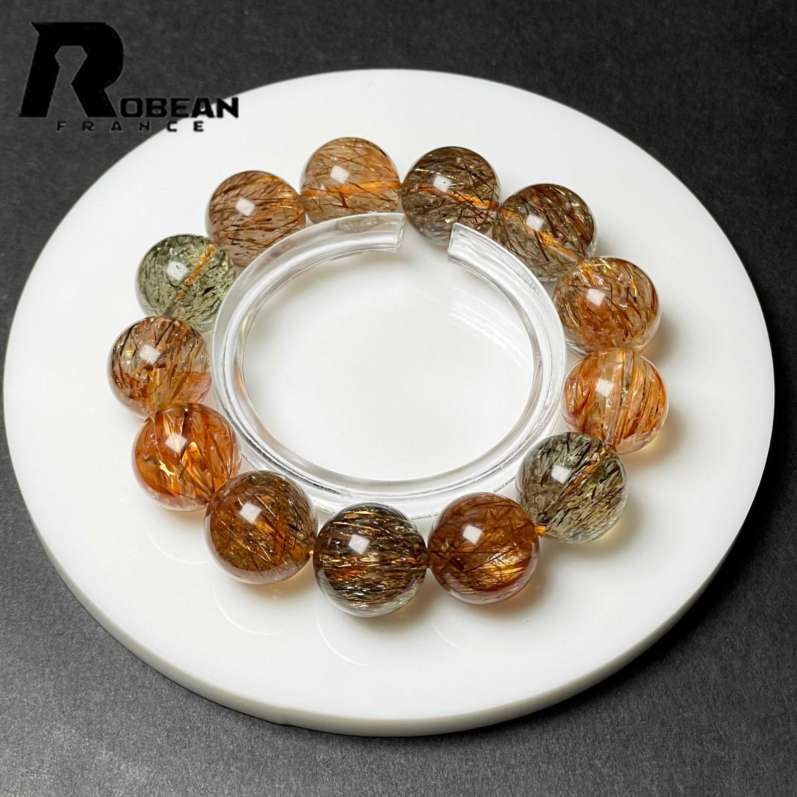 EU製 定価18万円 ROBEAN ゴールドスーパーセブン パワーストーン ブレスレット 天然石 原石 お守り プレゼント 15.7-16.2mm M1103923