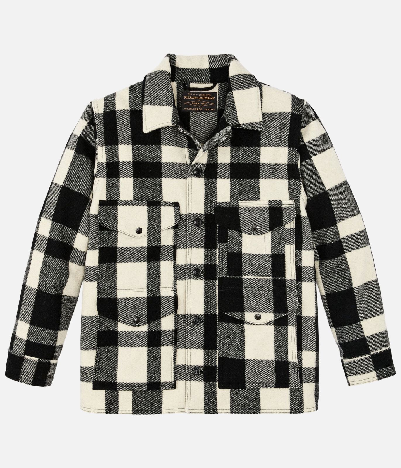 FILSON MACKINAW WOOL CRUISER JACKET NATURAL × BLACK HERITAGE PLAID