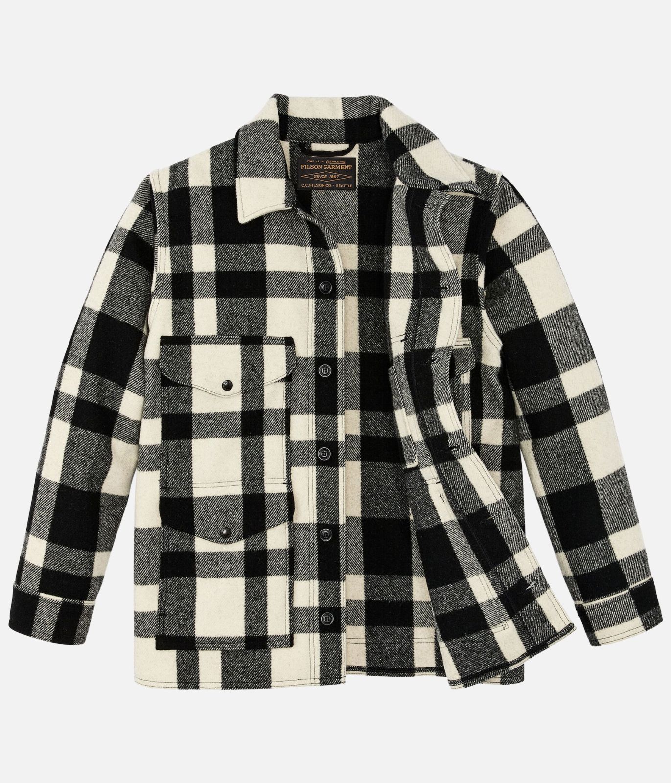 FILSON | MACKINAW WOOL CRUISER JACKET NATURAL × BLACK HERITAGE PLAID
