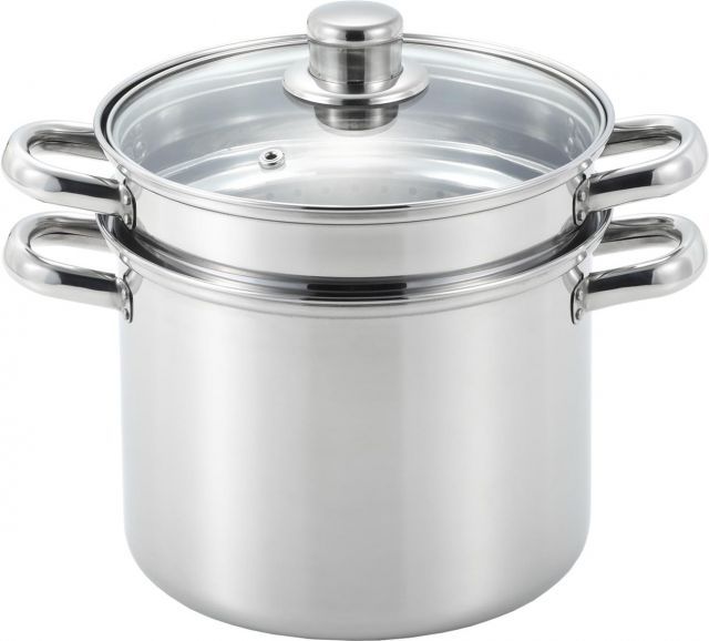 ヨシカワ トスカーナ パスタポット 20 cm 5 L IH ガス火両用 ガラス蓋付き 中子付き SJ 3620