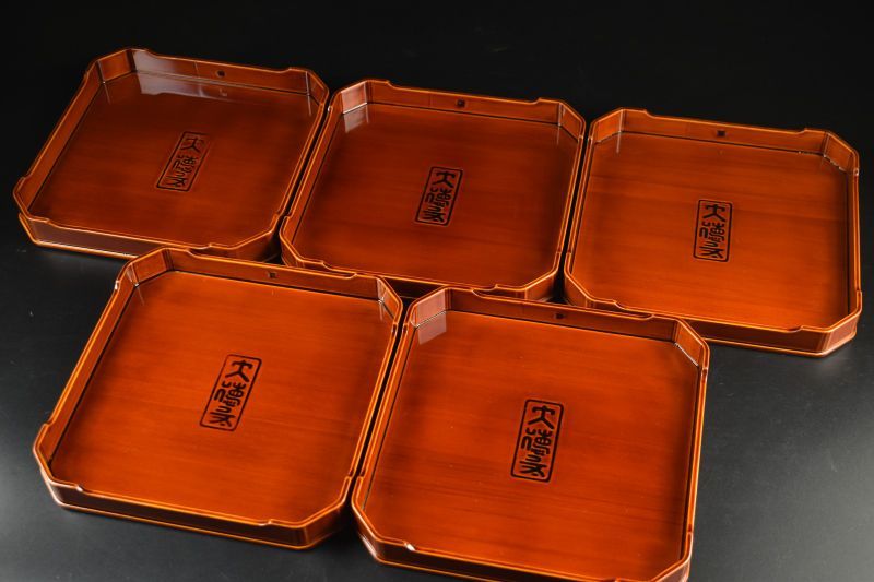 蔵A5659】飛騨春慶塗 大徳寺 弁当箱 重箱 五客 弁当箱 一段 - 飛騨