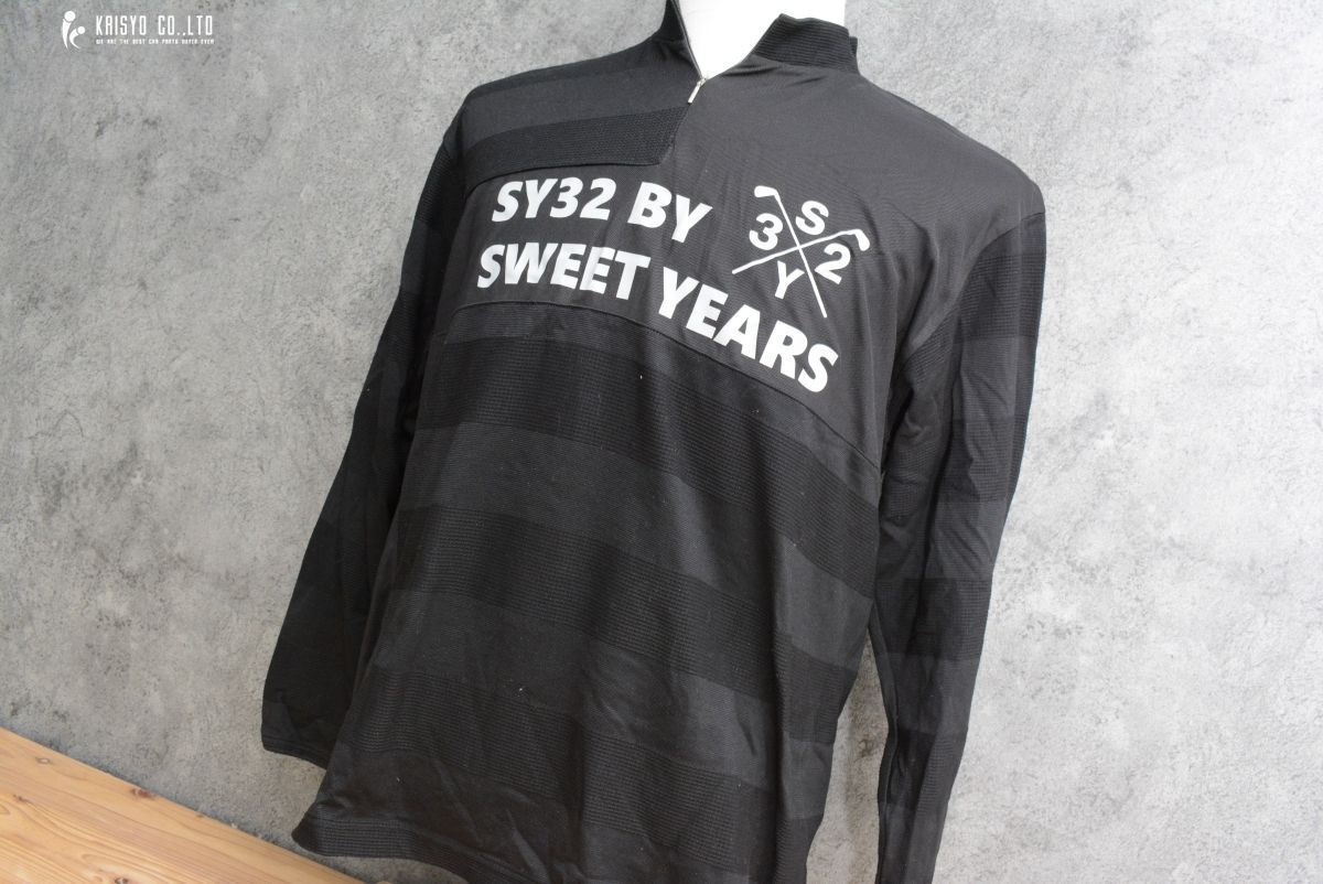 男性用 】SY32 ジップアップ 長袖 モックネック ブラック サイズXL