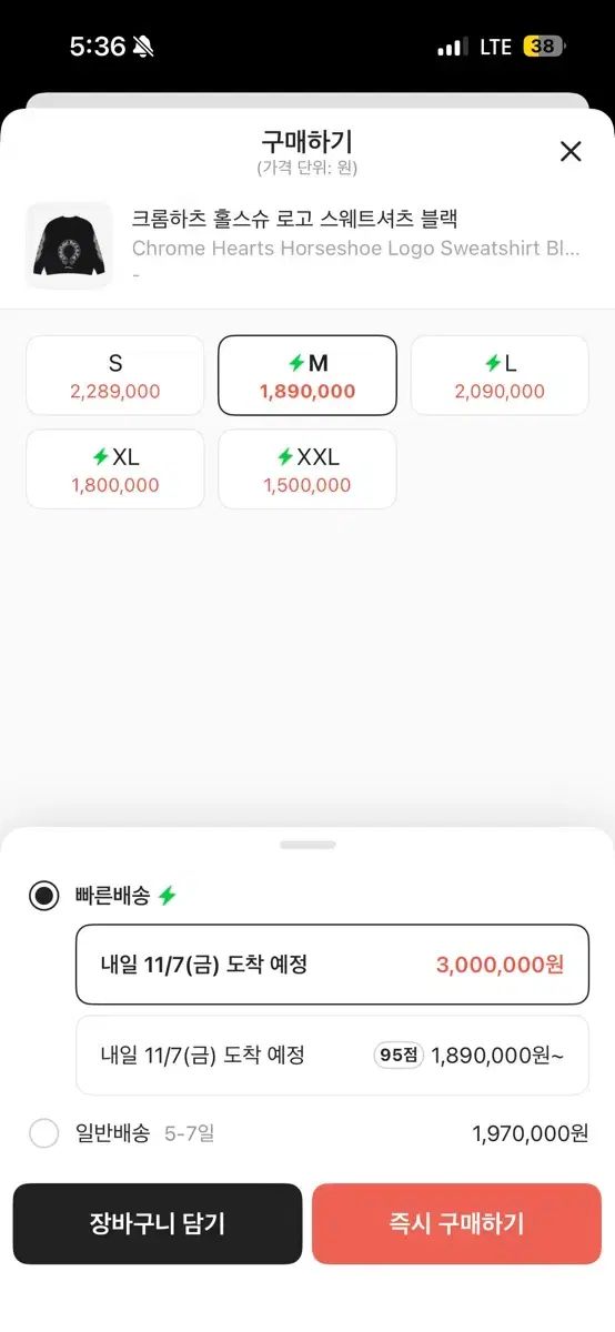 CHROME HEARTS クロムハーツ ホースシュー ロゴ スウェット Mサイズ 実際に着用1回