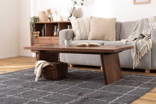 天然木化粧繊維板のリビングテーブル 日本製 W120×D55×H38cm No.89 ウォルナット MARWIL-DEMENAGEMENTS_CH