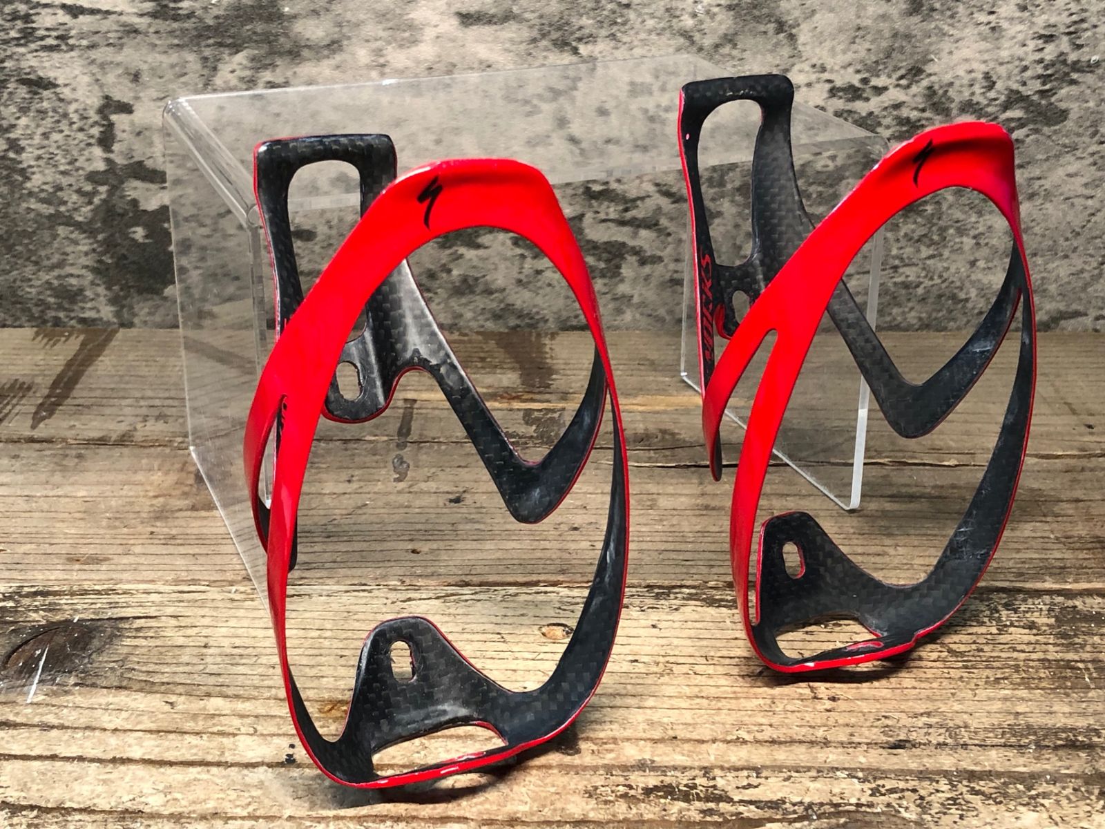JI409 スペシャライズド SPECIALIZED S-WORKS RIB CAGE 2 カーボン ボトルケージ 赤黒 2個セット