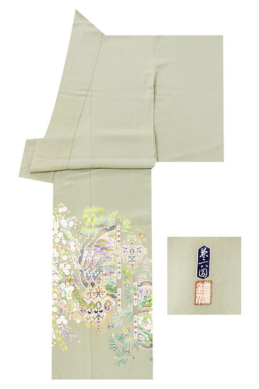 記念感謝祭 仕立無料 京友禅伝統工芸士手描き染 加賀五彩吉祥四季花王朝特撰華文色留袖 落款入 10012432