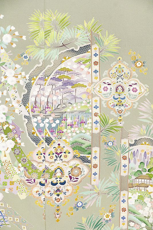 京友禅伝統工芸士手描き染 加賀五彩吉祥四季花王朝特撰華文色留袖