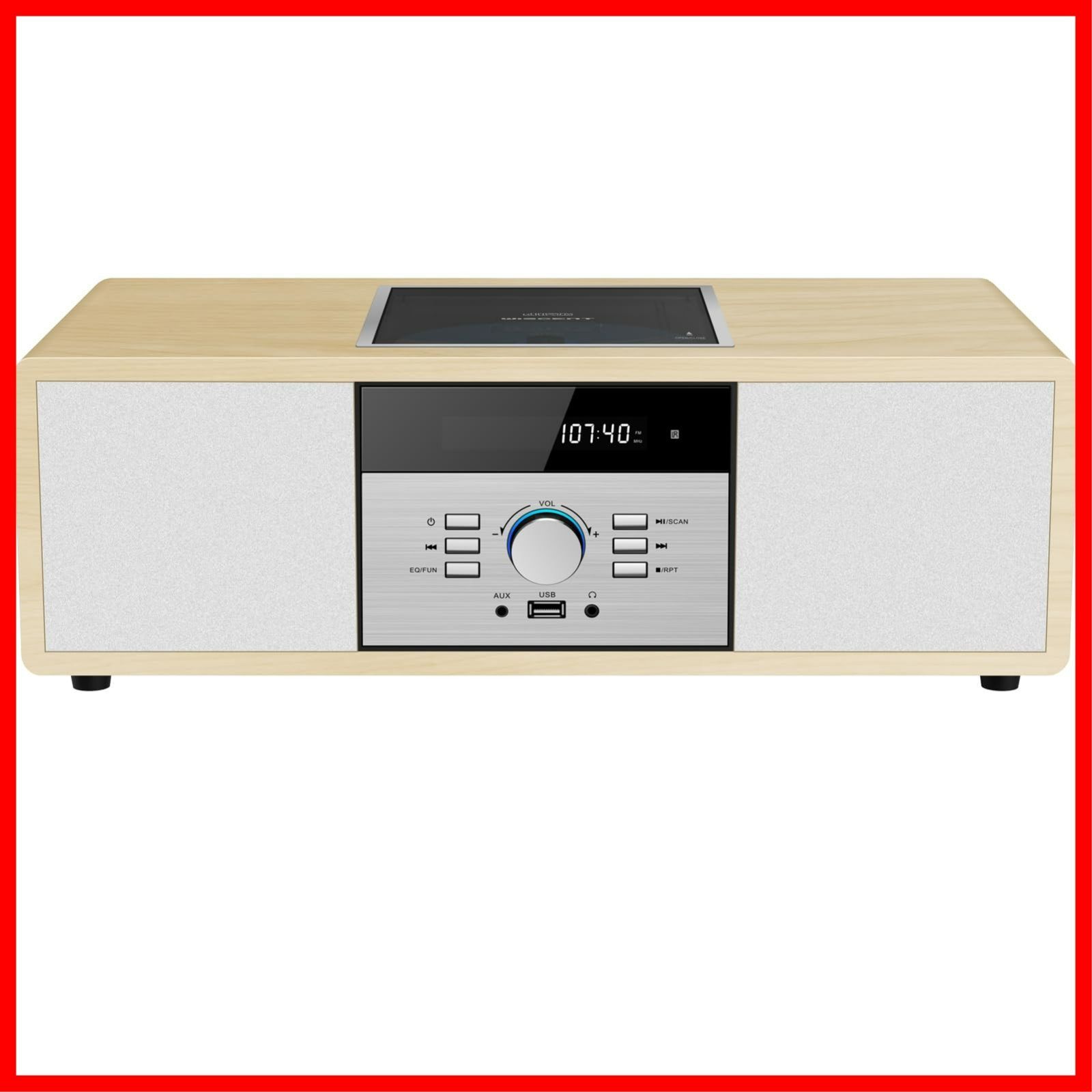 イエロー MP3再生|AUX入力 ヘッドフォンジャック 家庭用コンパクトONEBODYシステムを備えたビンテージスタイルのHiFiステレオシステム レトロ|Bluetooth|FMステレオ|USB CDプレーヤー ミニコンポ セットコンポ