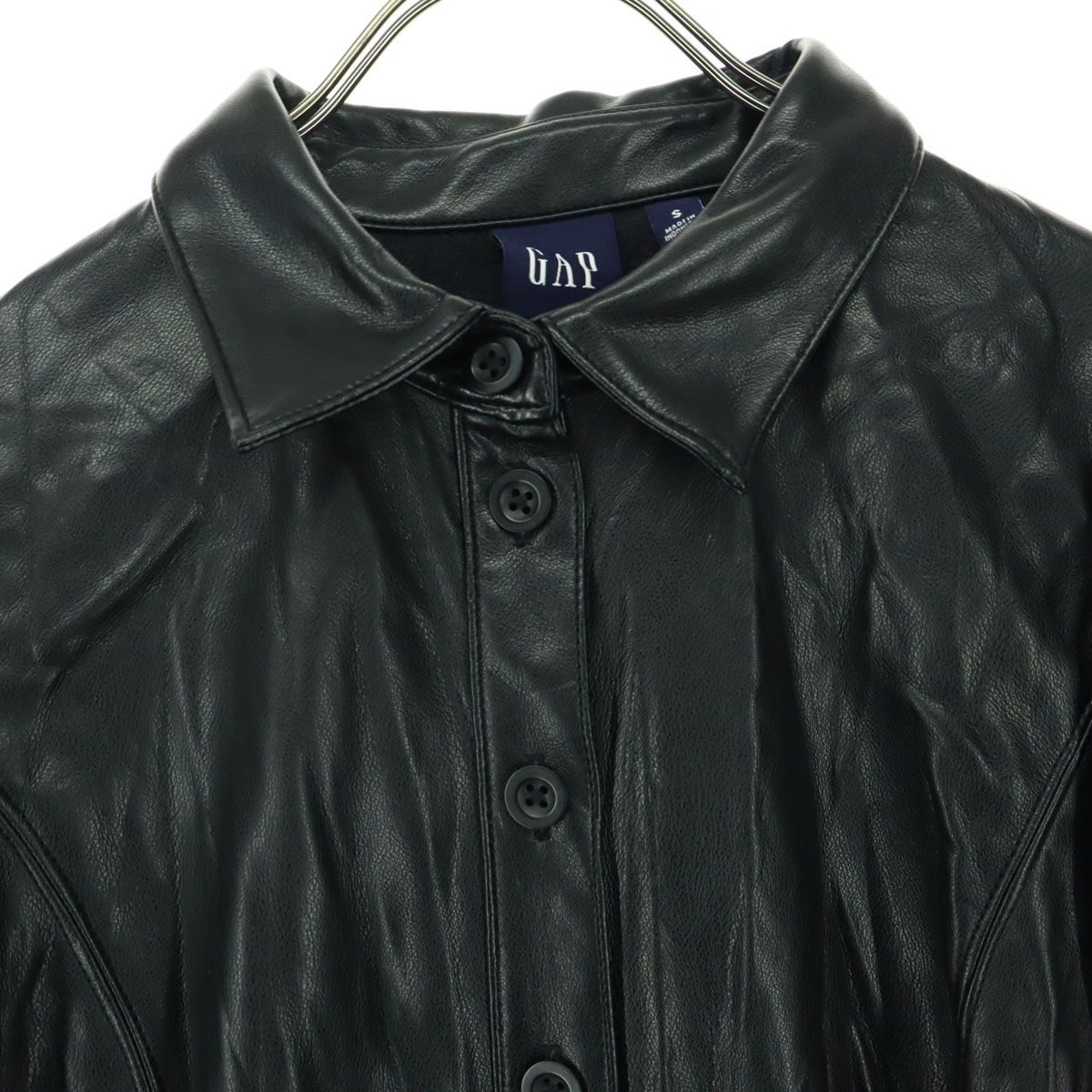 GAP ギャップ フェイク レザーコート S ブラック レディース 古着