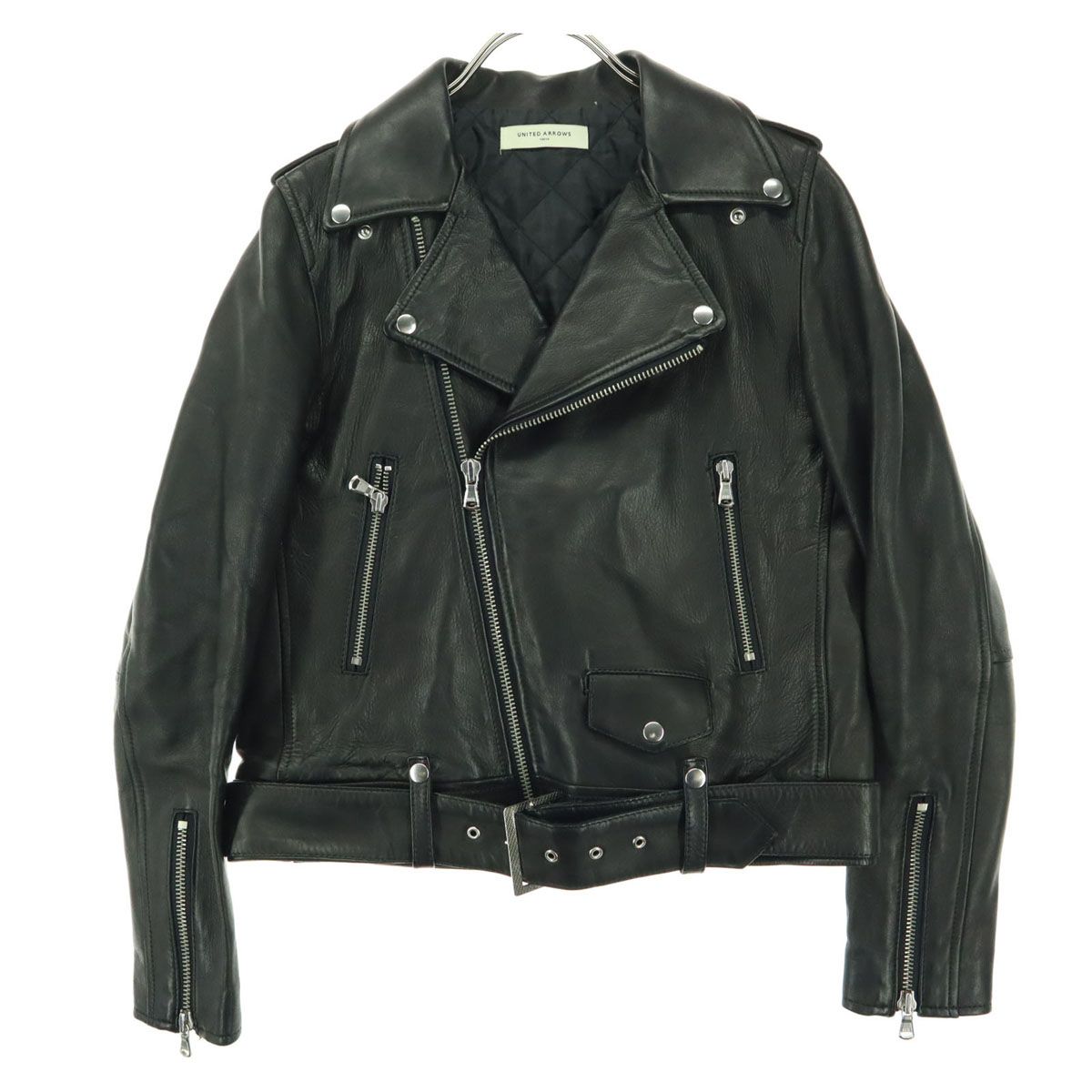 美品UNITED ARROWS ダブルライダースジャケット ブラック BEAUTY＆YOUTH UNITED ARROWS 革ジャン ライダース 「WEB限定 WARDROBE