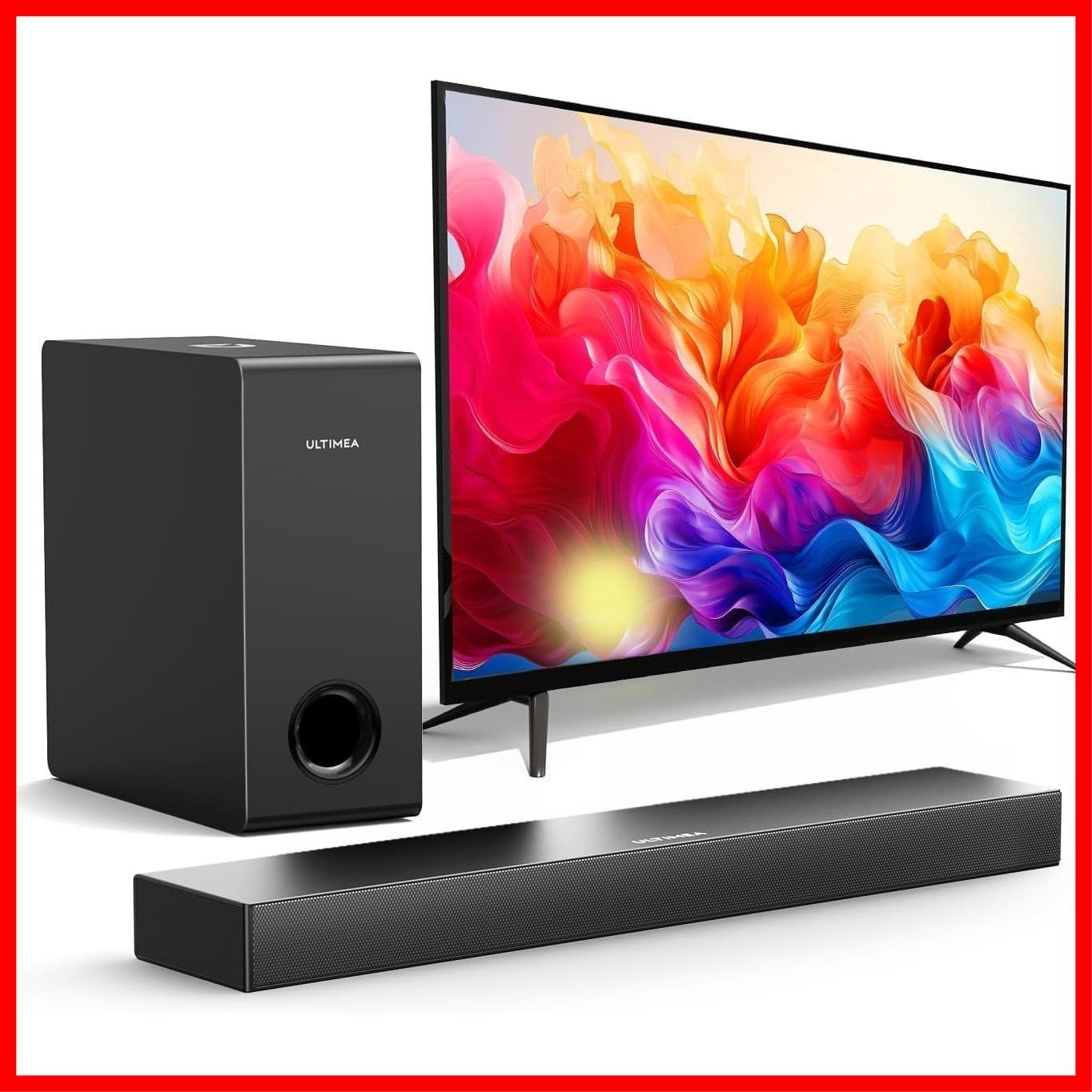 サブウーファー付き Bluetooth5.3 ホームシアター コンパクト 3Dサラウンド 小型 重低音強化型 超薄い TVスピーカー テレビスピーカー ピーク電力120W Soundbar HDMI 2.1ch ARC AUX 光 BT対応 テレビ用 黒色 サ
