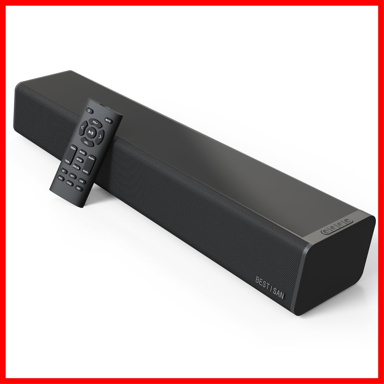 サウンドバーSoundbar SQ01 BESTISAN Bluetooth対応スピーカー 2.0chテレビ用バー型スピーカー 長さ40.8センチ リモコン|AUXケーブル|光デジタルケーブル付属 ARC|コアキシャル|オプティカル|AUX|USB接続