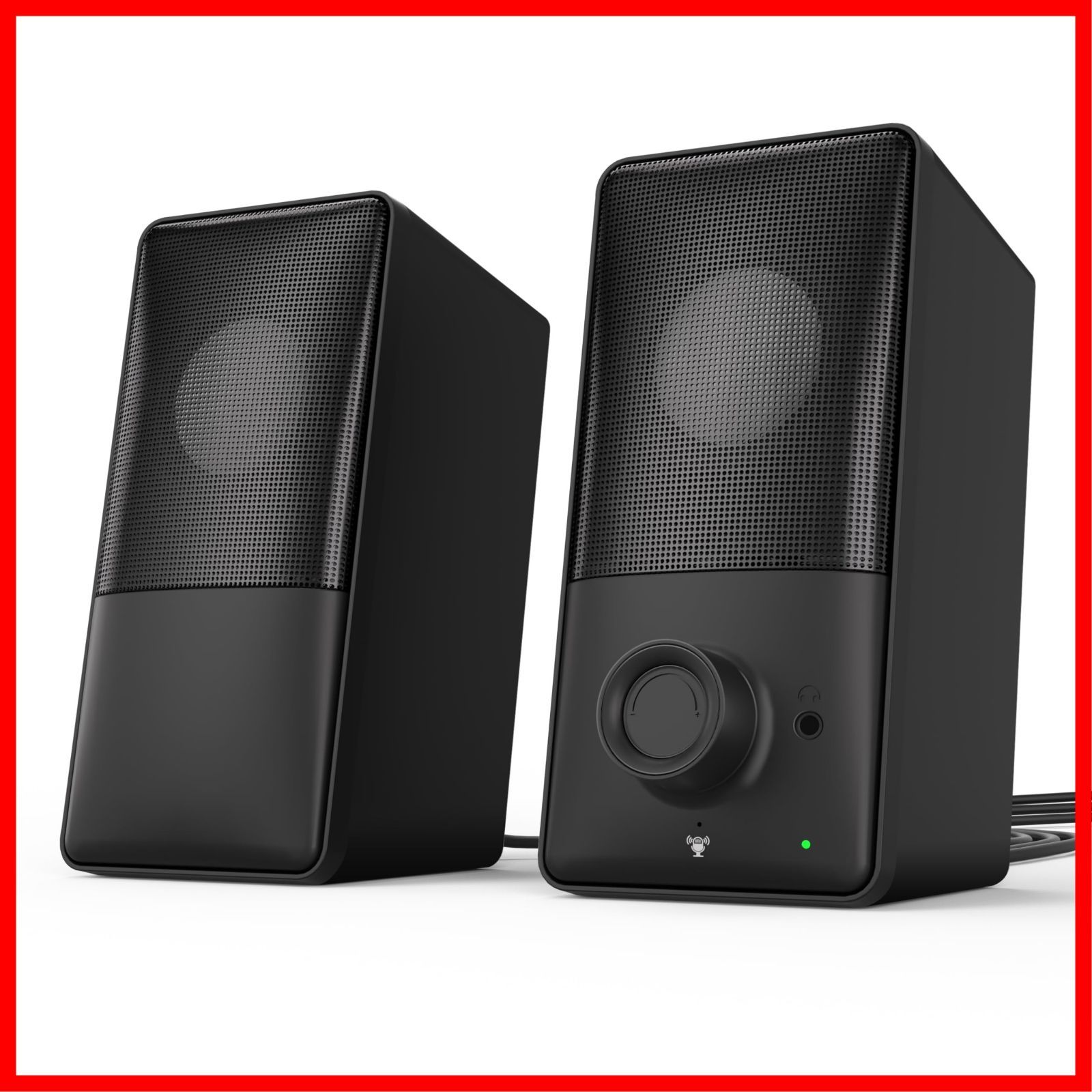 バスレフ低音強化 PCスピーカー ゲーミングスピーカー Hi-Fiステレオ 有線 無線接続対応 kstime USB給電 AUX対応 最大出力14W 内蔵マイク 15°後傾式スピーカー&最新Bluetooth5.4対応 前面イヤホン端子付き モニター タブレ