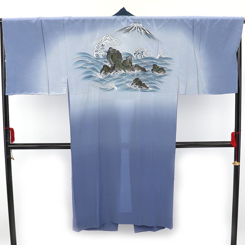 メンズ正絹 青緑