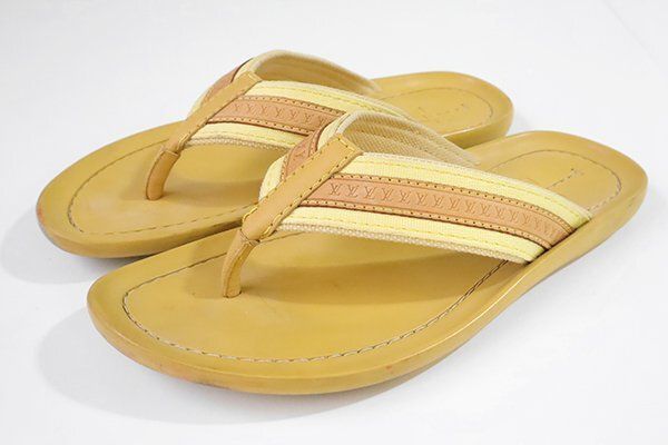 LOUIS VUITTON ◆ LVロゴ ビーチサンダル イエロー サイズ6 ラバーソール トングサンダル ルイヴィトン ◆G107