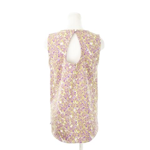 フミエ タナカ FUMIE TANAKA フラワージャガードプルオーバー カットソー クルーネック ノースリーブ 花柄 総柄 1 S 紫 パープル F23s-25 AH14 GY30