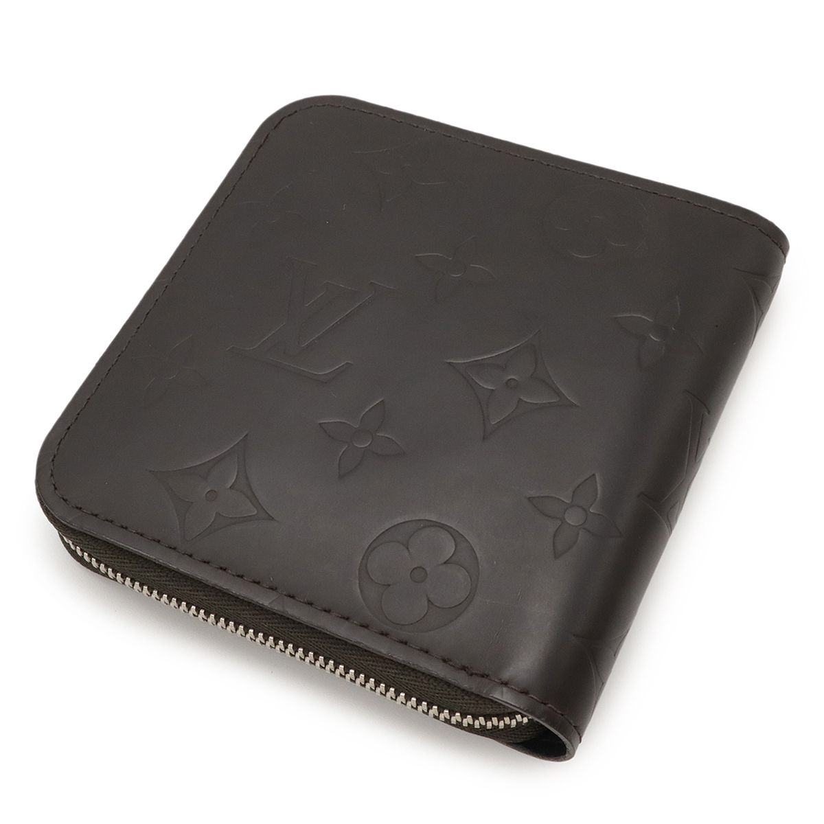 LOUIS VUITTON ルイ ヴィトン モノグラムグラセ ポルトビエ モネ ジップ ラウンドファスナー 2つ折財布 二つ折り カフェ 茶 ダークブラウン M 66510