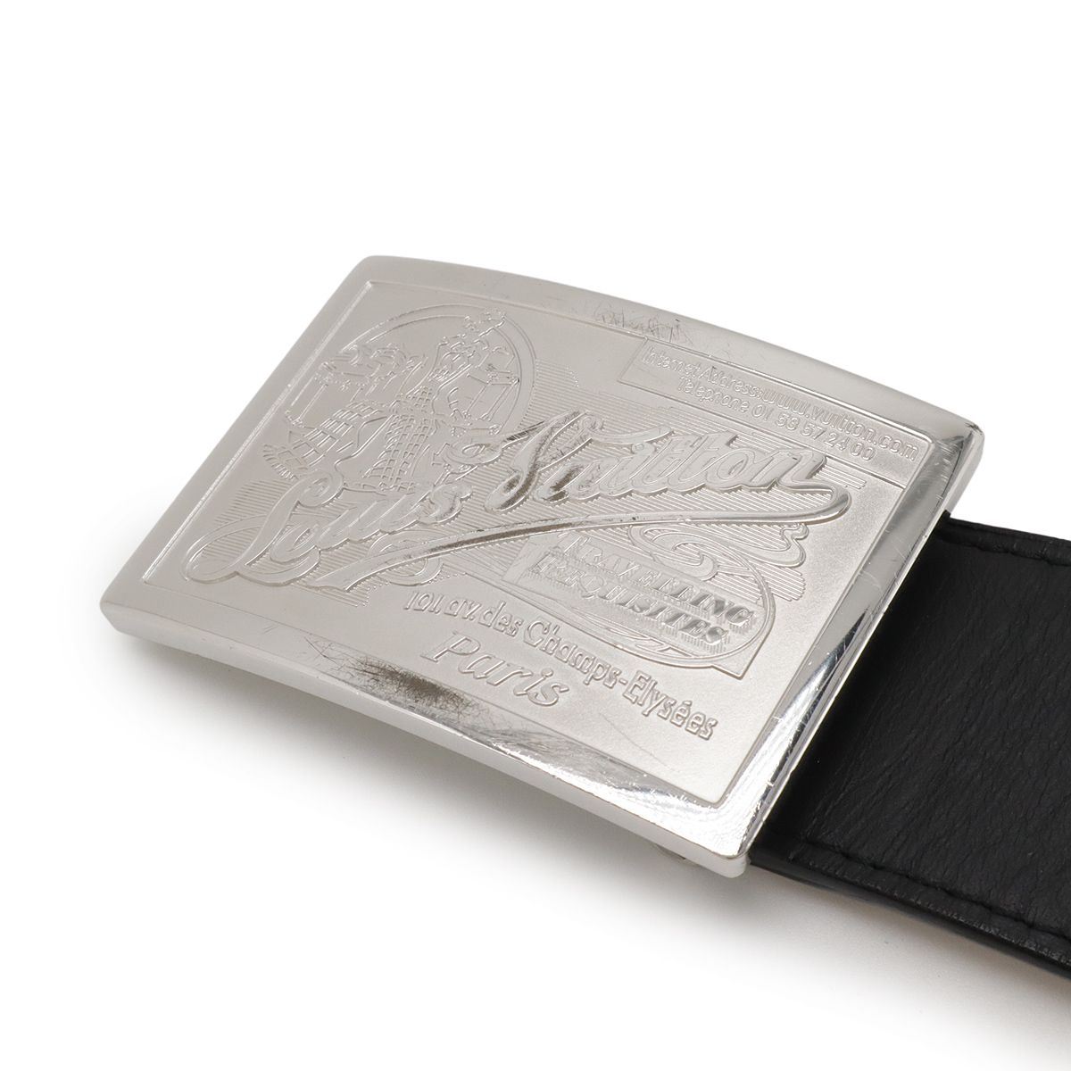  LOUIS VUITTON ルイ ヴィトン サンチュール ジーンズ ベルト レザー ノワール 黒 ブラック シルバー金具 メンズ 90 M 6812 U ベルト 小物