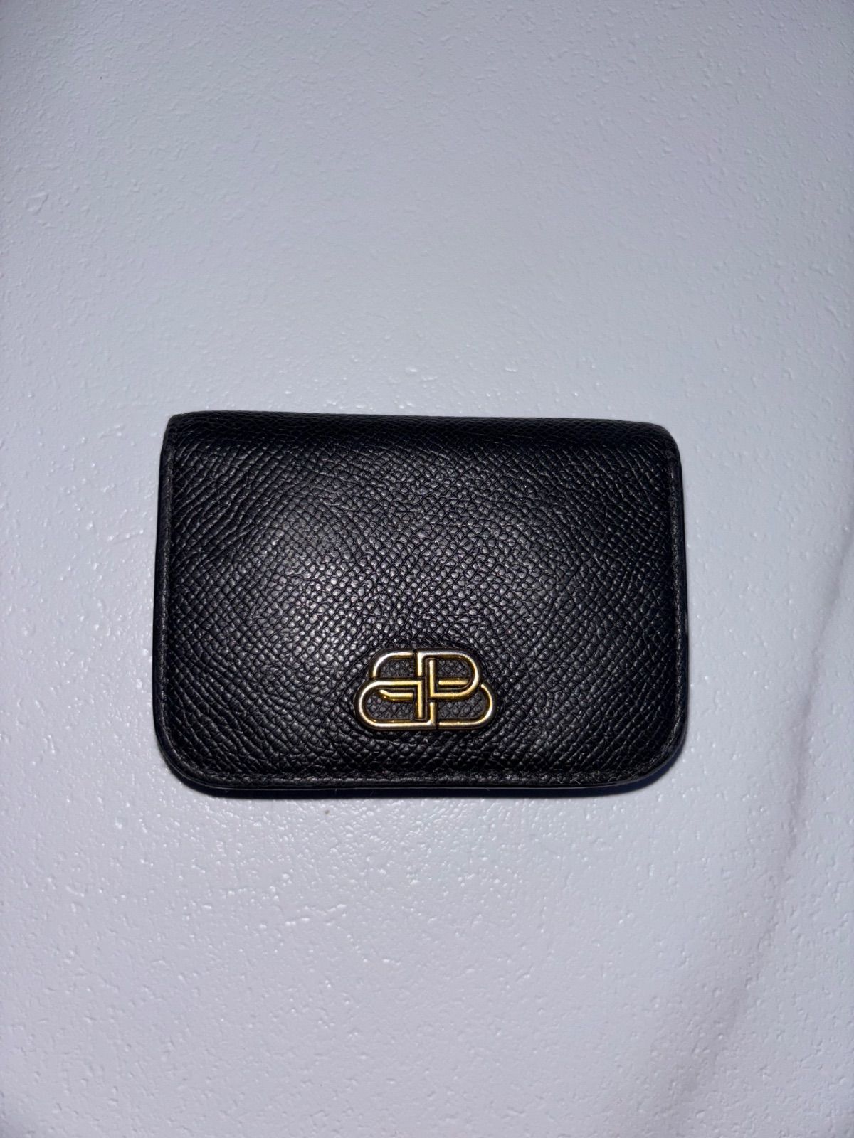 BALENCIAGA 3つ折り財布 レザー BB金具 メタルロゴ ミニウォレット