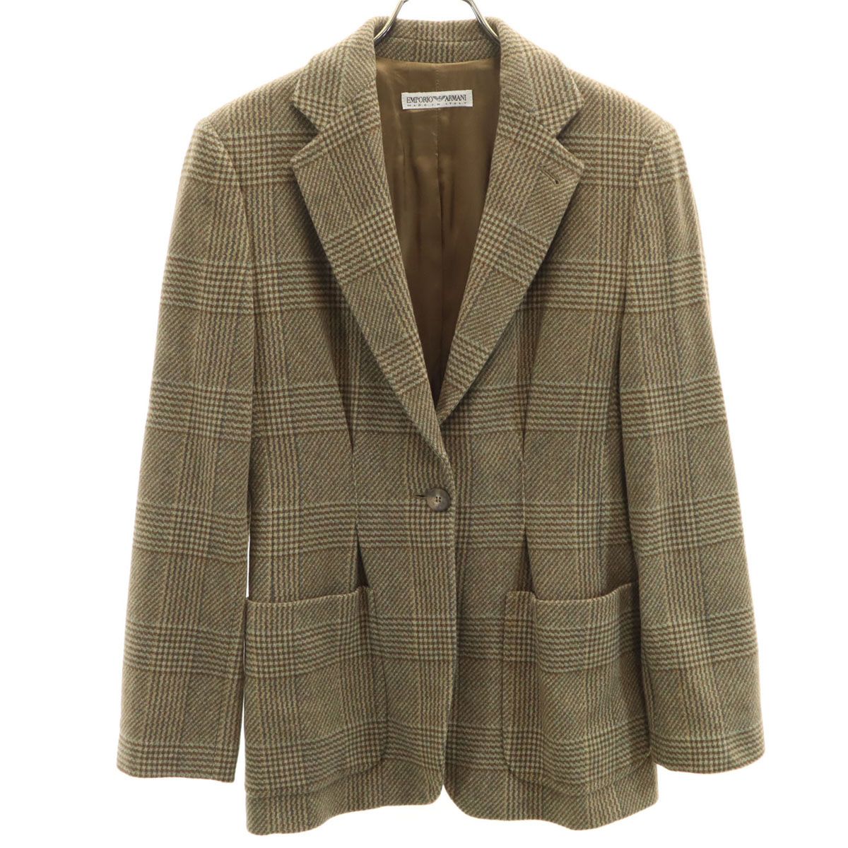 Emporio Armani エンポリオアルマーニ 90s イタリア製 カシミヤブレンド オールド チェック柄 テーラードジャケット 40 レディース Emporio Armani エンポリオアルマーニ 90s イタリア製 カシミヤ