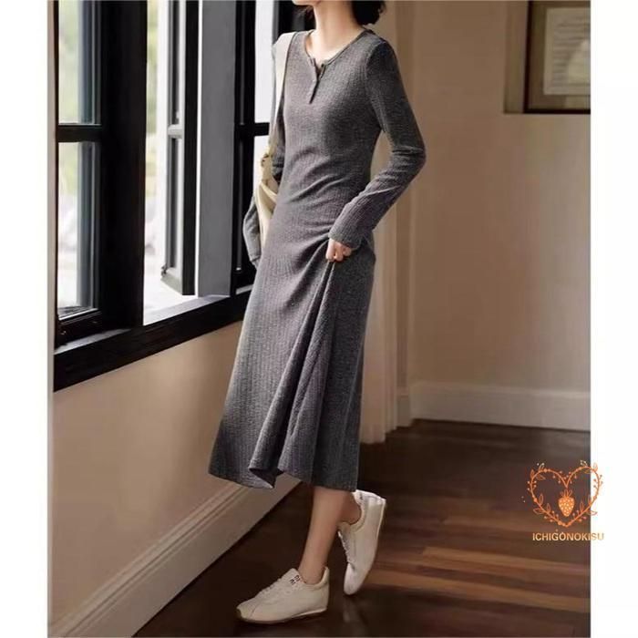長袖 ニットワンピース