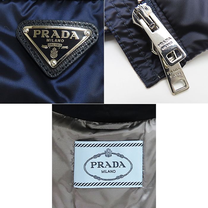 PRADA ダウンベスト38 プラダ】レディース ジップアップ ダウンベスト 美品 ジレ サイズ38
