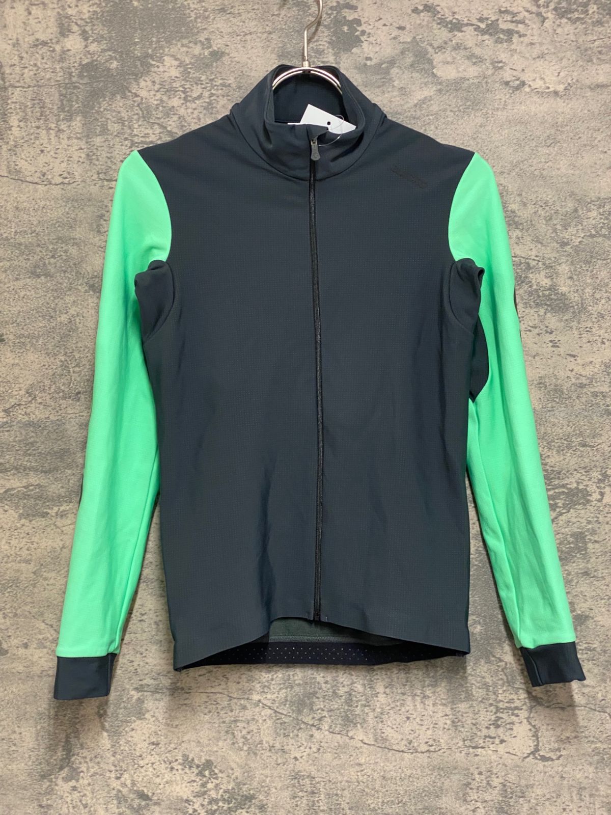 JO261 ブラックシープ BLACKSHEEP THERMAL JERSEY 長袖 サイクルジャージ 紺 黄緑 S 裏起毛