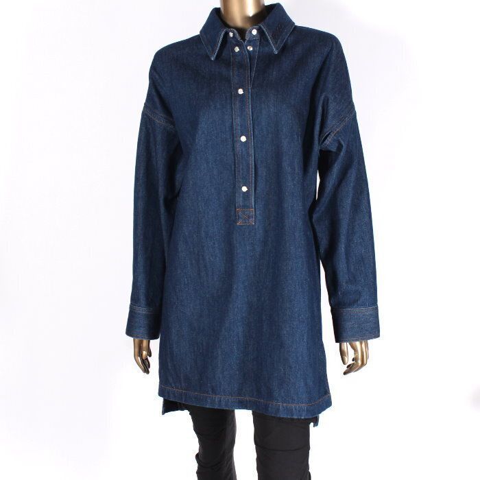 グッチ GUCCI ワンピース デニムシャツ ブルー 812609 XDC7I 4100 38サイズ チュニックシャツ ジャケット レディース ユニセックス 刺繍ロゴ エンブロイダードデニムシャツ レディース 本物 売れ筋