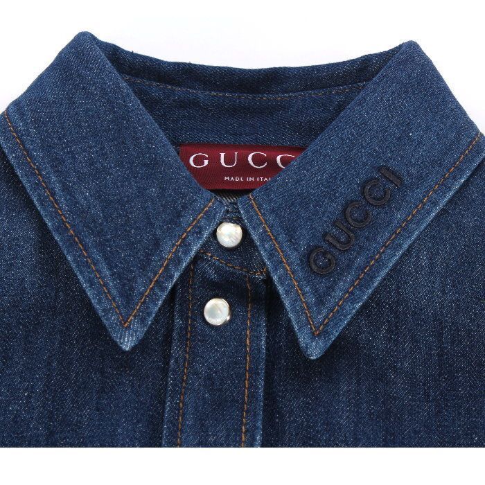 グッチ GUCCI ワンピース デニムシャツ ブルー 812609 XDC7I 4100 38