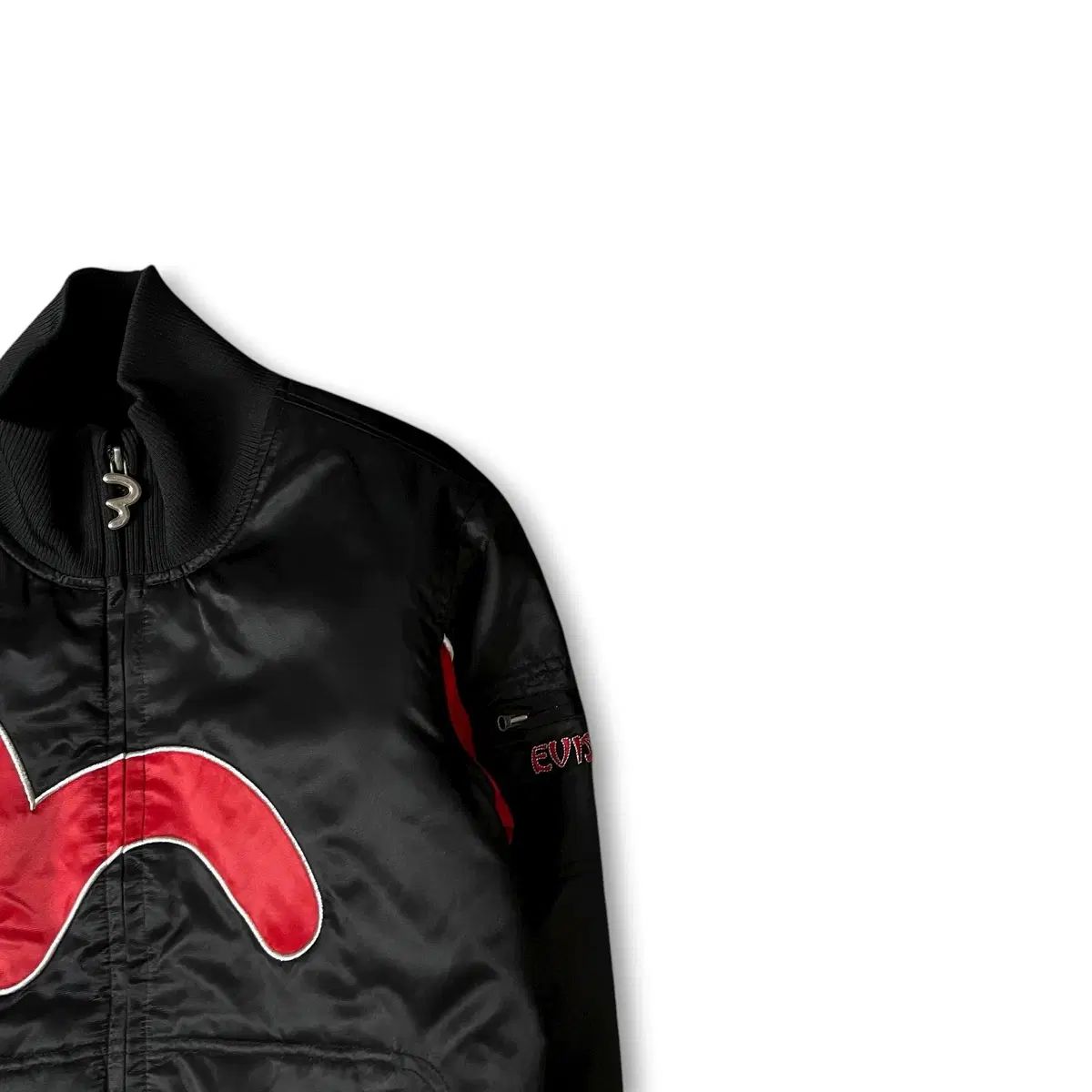 エヴィス ビックロゴ 黒 レッド スタジャン ジャケット M