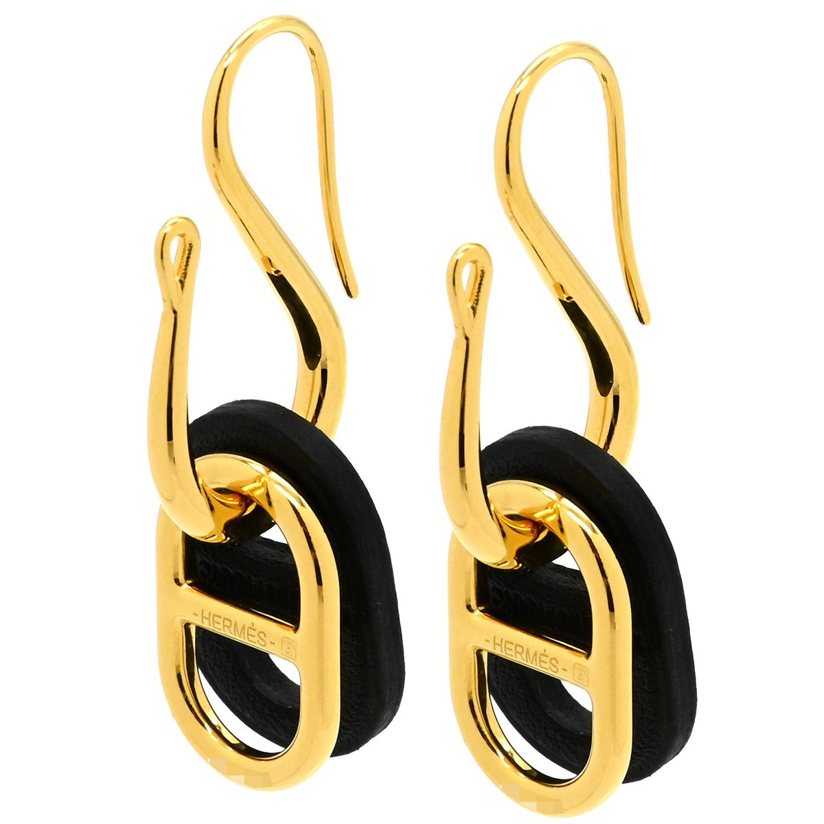 エルメス HERMES ピアス オーマイヨン PM GP スイフト ブラックX