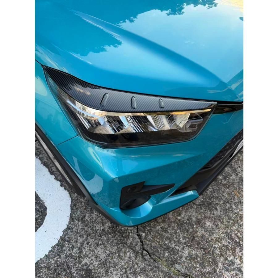 スポーティ全開♪ カーボン ルック アイライン ヘッドライト カバー ガーニッシュ ロッキー A200S A201S A202S A210S L X G プレミアム HEV b13106