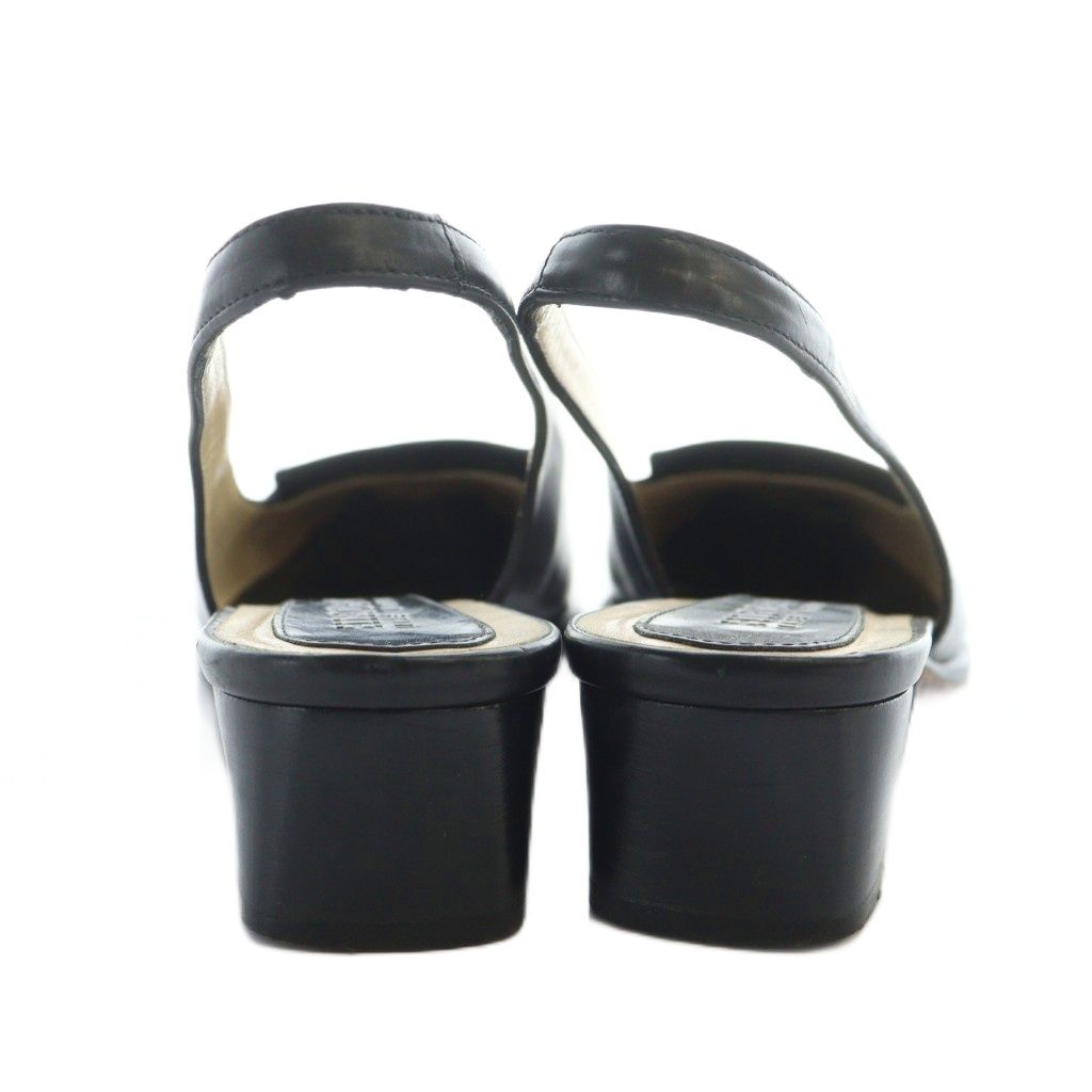  ヒロフ HIROFU パンプス レザー スクエアトゥ ヒール ロゴ 23 cm 黒 ブラック GY 18 |MQ ハイヒール パンプス パンプス